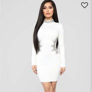 ivory form fitting going out dress - NWT